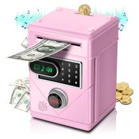 Electronic Piggy Bank for Kids, Money Saving Box for Boys Girls Touch Screen Coin Bank ATM Piggy Bank Toys for Kids Ages 5-13 Money Box,Pink