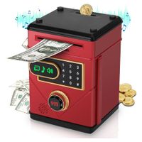 Electronic Piggy Bank for Kids, Money Saving Box for Boys Girls Touch Screen Coin Bank ATM Piggy Bank Toys for Kids Ages 5-13 Money Box,Rose Red