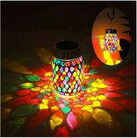 Mosaic Solar Lights Outdoor Hanging Lanterns, Rechargeable Mosaic Solar Lanterns, Outdoor Waterproof Solar Night Lights Table Lamps for Decorations