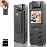 128GB Pocket Camcorder,Body Cameras with Audio and Video Recording 180 Degree Rotatable Lens True HD 1080P 1.4 In Screen to Playback Body Cam