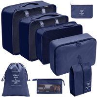 8Pcs set Large Capacity Luggage Storage Bags For Packing Cube Clothes Underwear Cosmetic Travel Organizer Bag Toiletries Pouch Color Navy Blue