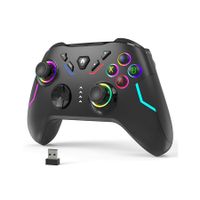 Wireless PC Gaming Controller for Windows, 7or8or10or11, Compatible   Switch and Steam Deck, 9 Color LED Light Gamepad with Turbo Function, Adjustable Vibration and Headphone Jack, 2.4G