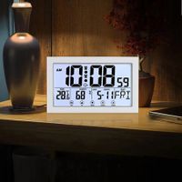 Digital Wall Clock With Extra Large Display Calendar Alarm Clock With Date And Week,Temperature And 2 Alarm Clocks For Seniors Elderly Color White