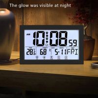 Digital Wall Clock With Extra Large Display Calendar Alarm Clock With Date And Week,Temperature And 2 Alarm Clocks For Seniors Elderly Color Black