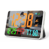 Digital Alarm Clocks for Bedrooms,Dual Alarms,Temperature,Humidity,Date,Snooze,Accurate time,Easy to Read For Kid Elder(Orange light mirror)