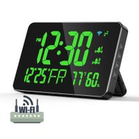 Digital Alarm Clocks for Bedrooms,Dual Alarms,Temperature,Humidity,Date,Snooze,Accurate time,Easy to Read For Kid Elder(Green)