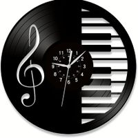 Music Decor Vinyl Record Wall Clock, Music Notes Vintage Wall Art, Music Lover Gift, 12 Inch Black Wall Clock for Party Decor