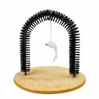 Bristle Ring Brush Cat Arch Carpeted Base Back Scratcher Massager Pet Grooming Cat Furniture Shedding Reducer Claw Care