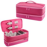 Travel Carrying Case for Hair Dryer Bag Double-Layer Beauty Styler Organizer Hair Tool Storage Bag Hairdryer Accessories-Pink