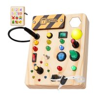 Montessori Toddler Busy Board, 27 LED Lights Montessori Toys for 3 to 7 Year Old, Wooden Sensory Toy for Boys and Girls Gifts