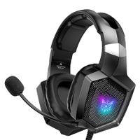 Gaming Headset with Microphone, Gaming Headphones Compatible for PS4 PS5  PC with RGB Lights, Playstation Headset with Noise Reduction 7.1 Surround Sound Over Ear and Wired 3.5mm Jack (Black)