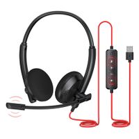 USB Headset with Microphone for PC, Headphones with Microphone for Laptop, Mac, Computer, in-Line Control, Ideal Headset for Work, Office, Classroom, Call Center, Zoom