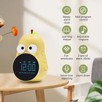 Alarm Clock for Kids, Pear-Shaped Kids Digital Rechargeable Clocks for Bedrooms, Wake Up Clock for Kid with 5 Ringtones (Yellow)