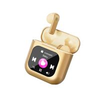 Smart Touch Screen Bluetooth Earphone APP Message Reminder Dialing Video Switching Incoming Call Answering with LED Display(Gold)