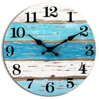 Beach Themed Blue Wall Clocks Battery Operated Silent Non-Ticking,Vintage Round Rustic Coastal Nautical Clock Decorative for Home Kitchen Living Room Office Bathroom Bedroom (10 Inch)