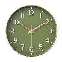 Wall Clocks Battery Operated,12 inch Silent Non Ticking Modern Wall Clock for Living Room Bedroom Kitchen Office Classroom Decor (Olive Green and Gold)