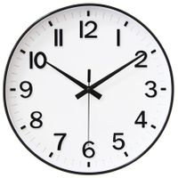 White Analog Wall Clock Battery Operated 12 Inch Silent Non-Ticking Modern Design for Living Room Bedroom Kitchen Office Decor