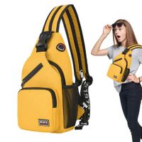 Crossbody Sling Backpacks Sling Bag for Men Women Hiking Daypack with Earphone Hole Travel Daypack Color Yellow