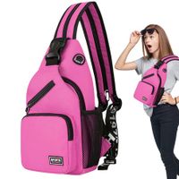 Crossbody Sling Backpacks Sling Bag for Men Women Hiking Daypack with Earphone Hole Travel Daypack Color Purple