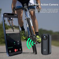 C100+ Mini WiFi Action Camera 4K30fps Pocket Wearable Camera, Magnetic App Control, Waterproof Helmet Camera with Mounting Kits