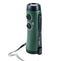 Hand Crank Flashlight, Emergency Cell Phone Charger Radio, Portable Super Bright 5 LED, Built-in Speaker, 120mAh Battery for Survival Camping Hiking (Green)