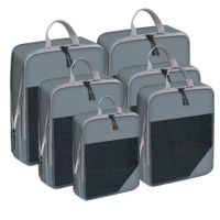 6 Set Compression Packing Cubes for Suitcases,Travel Organizer Bags for Luggage, Travel Accessories and Essentials (Grey)