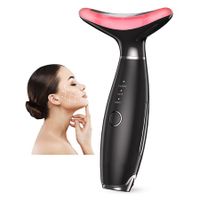 Neck Face Beauty Device, Vibration Face Massager, 3 in 1 Face Sculpting Tool Facial Massager for Double Chin, Thermals and Skin Care, Black