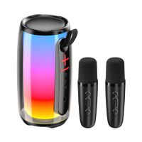 Karaoke Machine with 2 Microphones, One Click to Cancel Original Sound, 20W Speaker, 11 RGB Ambience Modes, Karaoke Machine Compatible with Multiple Devices