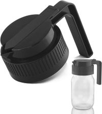 Wide Mouth Mason Jar Flip Cap Lid with Handle, Innovative Sliding Lid and Easy Pour Spout Wide Mouth Mason Jar Pour Spout Lids with Handle, Airtight and Leak Proof Seal Spout Mason Jar Pitcher, Black