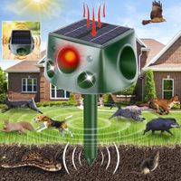 Solar Ultrasonic Animal Repeller, Outdoor Cat Repeller with 7 Adjustable Modes, IP66 Waterproof, Double-Sided Flashing Light and Ultrasonic Speaker