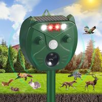 Ultrasonic Animal Repeller, Outdoor Cat Repeller, Deer Repellent Devices with PIR Sensor and 4 Red/White Strobe Lights