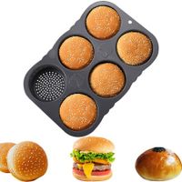 Silicone Hamburger Bun Mold 6 Cavity Loaf Pan Non Stick Baking Pannon-stick Pan Baking tool