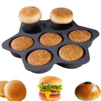 Silicone Hamburger Bun Mold 7 Cavity Loaf Pan Non Stick Baking Pannon-stick Pan Baking tool