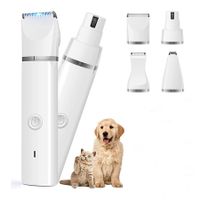 Dog Clippers Grooming Kit Hair Clipper, Low Noise Paw Trimmer, Rechargeable Cordless Quiet Nail Grinder Shaver for Cats and Other Pets