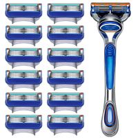 5 Men Razor Blades Shaving Cassettes Facial Care Men Shaving Blades Compatible 12 Blade Refills, Shave Kit