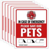 6 x Pet Alert Stickers for House (4x5 inch) - Self-Adhesive Rescue our Pets window sticker - UV resistant,waterproof,Anti Scratch Pet Inside Fire Sticker - Rescue our pets decal