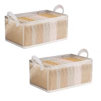 2 PCS Large Transparent PVC Storage Basket Foldable Open Storage Bins Storage Boxes with Handles Fabric Storage Containers