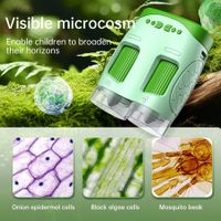 3-in-1 Handheld Digital Portable Microscope with Telescope and Photography,2" LCD Screen,1000X Pocket Microscope for Kids