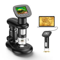 Handheld Digital Microscope with Stand,2" LCD Screen,1000X Pocket Microscope for Kids with 8 Adjustable LED Lights,Coins Electronic Magnifier Camera-Black