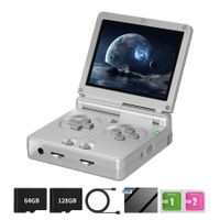 RG35XXSP Retro Clamshell Games Consoles Built-in 64G+128G TF Card 10000+ Games Portable Style Flip Hand Held Game Video Consoles Linux System Silver