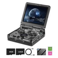 RG35XXSP Retro Clamshell Games Consoles Built-in 64G+128G TF Card 10000+ Games Portable Style Flip Hand Held Game Video Consoles Linux System Black Transparent