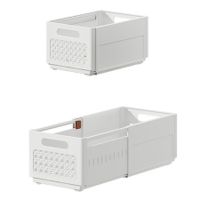 2PCS Large White Retractable Simple Assembled Clothes Kitchen Beverage Sundries Multi-Purpose Collapsible Organizer Drawer Storage Box Bin