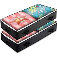 2 PCS Large Black SmartCube Underbed Organizer Space-Saving Multipurpose Durable Easy Assembly Storage Bag Bins Reinforced Handles Foldable Containers