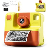 1080P Instant Print Camera for Kids,HD Digital Video Cameras with 3 Print Paper & 32G Card Gifts for Girls Boys Age 3-12 (Yellow)