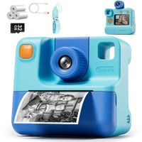 1080P Instant Print Camera for Kids,HD Digital Video Cameras with 3 Print Paper & 32G Card Gifts for Girls Boys Age 3-12 (Bue)