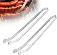 2 PCS BBQ Sausage Turning Tongs Stainless Steel Grill Long Handle Tongs Bacon Steak Meat Vegetables Grilling Tools Skewers Accessories Clamps