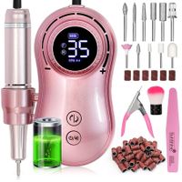 35000RPM Nail Drill Machine Rechargeable Nail File Nails Accessories Gel Nail Polish Sander Professional Tool Manicure Set Color Rose Pink