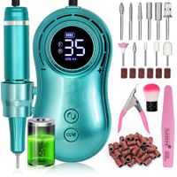 35000RPM Nail Drill Machine Rechargeable Nail File Nails Accessories Gel Nail Polish Sander Professional Tool Manicure Set Color Green