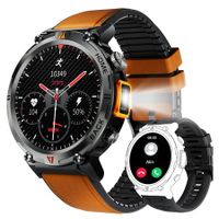 1.45" Smart Watch for Men with LED Flashlight 3ATM Waterproof Smart Watch with 100+ Sports Modes Fitness Tracker for iOS Android(Brown & Orange)