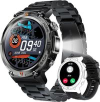 1.45" Smart Watch for Men with LED Flashlight 3ATM Waterproof Smart Watch with 100+ Sports Modes Fitness Tracker for iOS Android(Black)